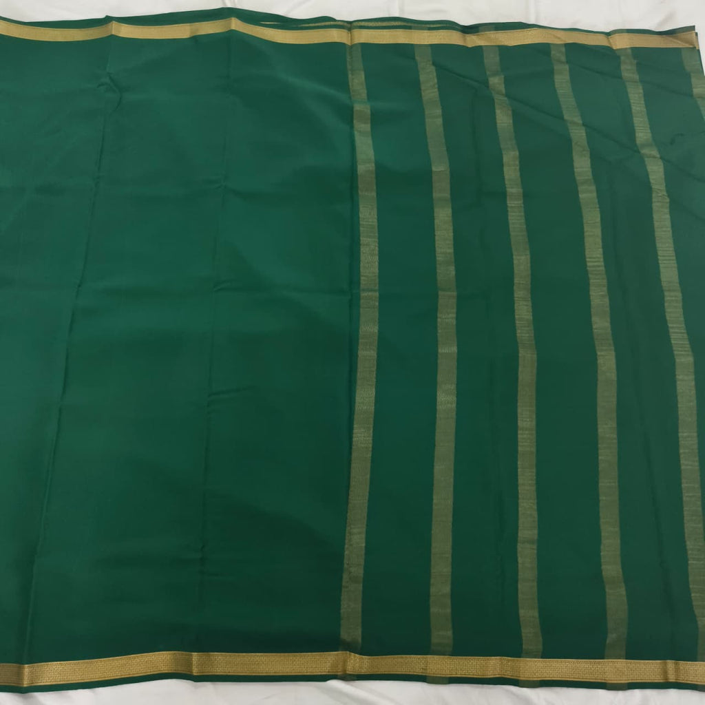 Pure Mysore Crepe Silk Saree – Rama Green