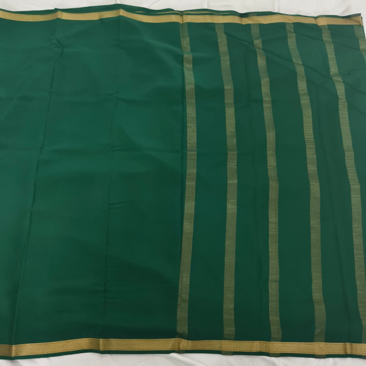 Pure Mysore Crepe Silk Saree – Rama Green