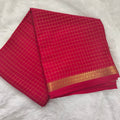 Pure Mysore Crepe Silk Saree – Red with small checks
