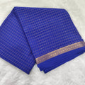 Pure Mysore Crepe Silk Saree –Royal Blue with small checks