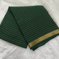 Pure Mysore Crepe Silk Saree – Dark Green with small checks