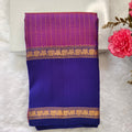 Pure Kanchipuram Silk Saree – Purple and Blue Contrast with Checks