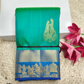 Pure Kanchipuram Handloom Silk Saree- Rexona Green and Blue