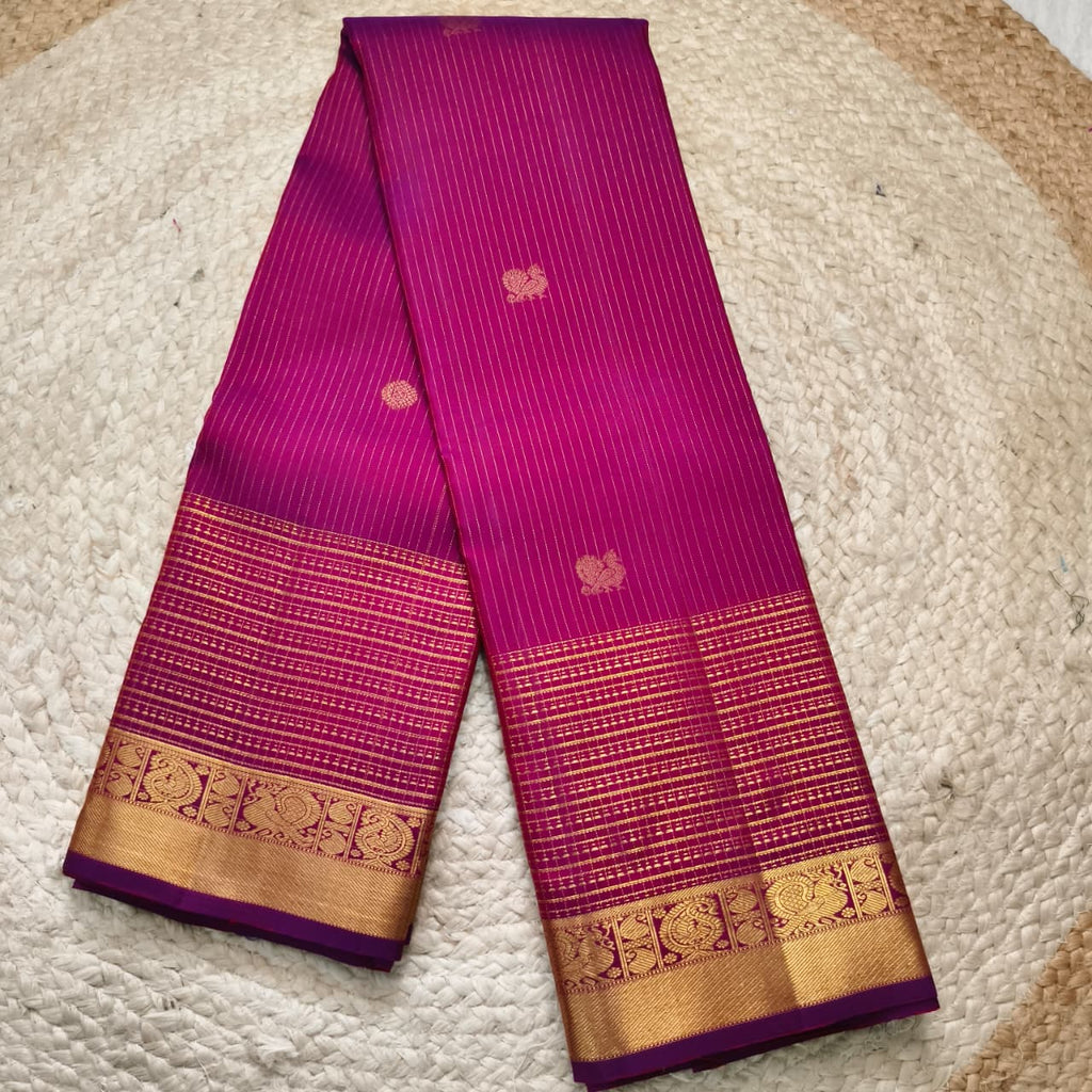 Pure Kanchipuram Handloom Silk Saree- Magenta Pink