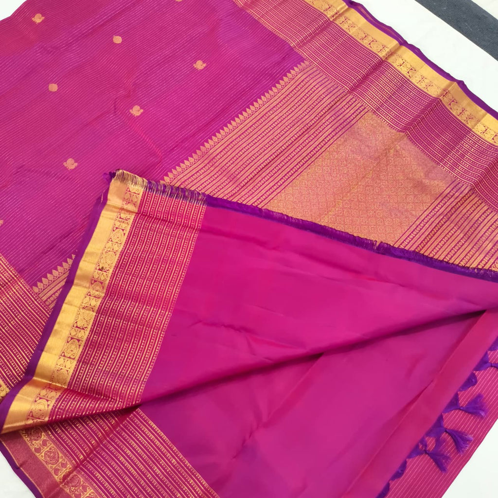 Pure Kanchipuram Handloom Silk Saree- Magenta Pink