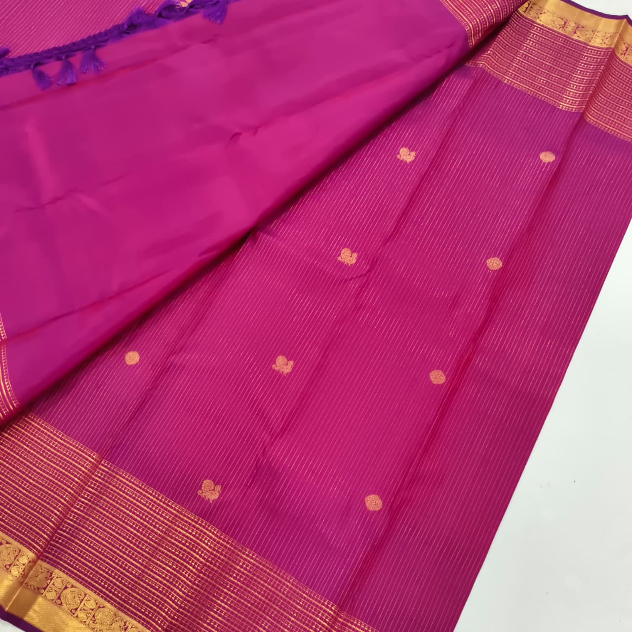 Pure Kanchipuram Handloom Silk Saree- Magenta Pink