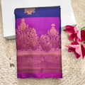 Pure Kanchipuram Handloom Silk Saree- Navy Blue with Magenta