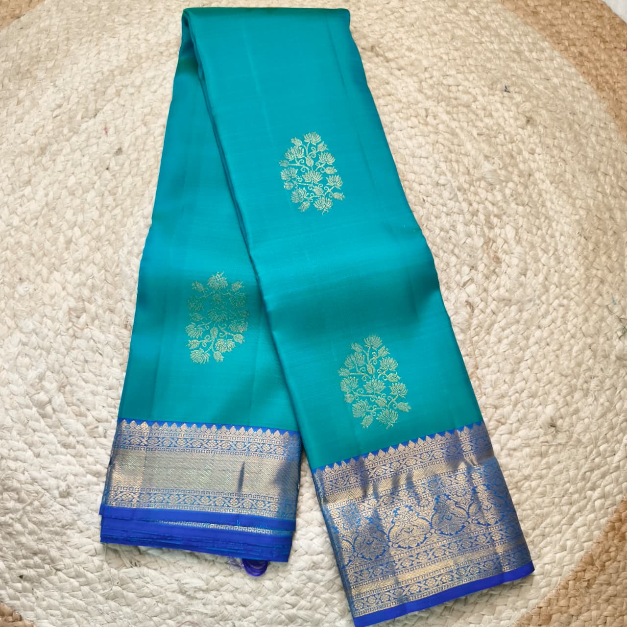 Pure Kanchipuram Handloom Silk Saree- Light Blue Color