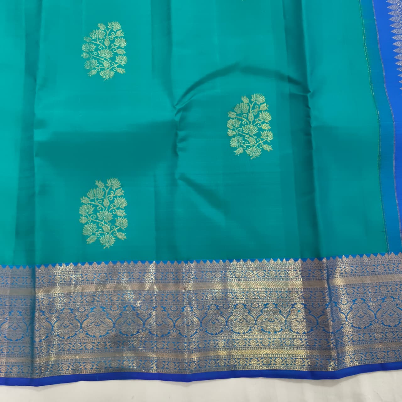 Pure Kanchipuram Handloom Silk Saree- Light Blue Color