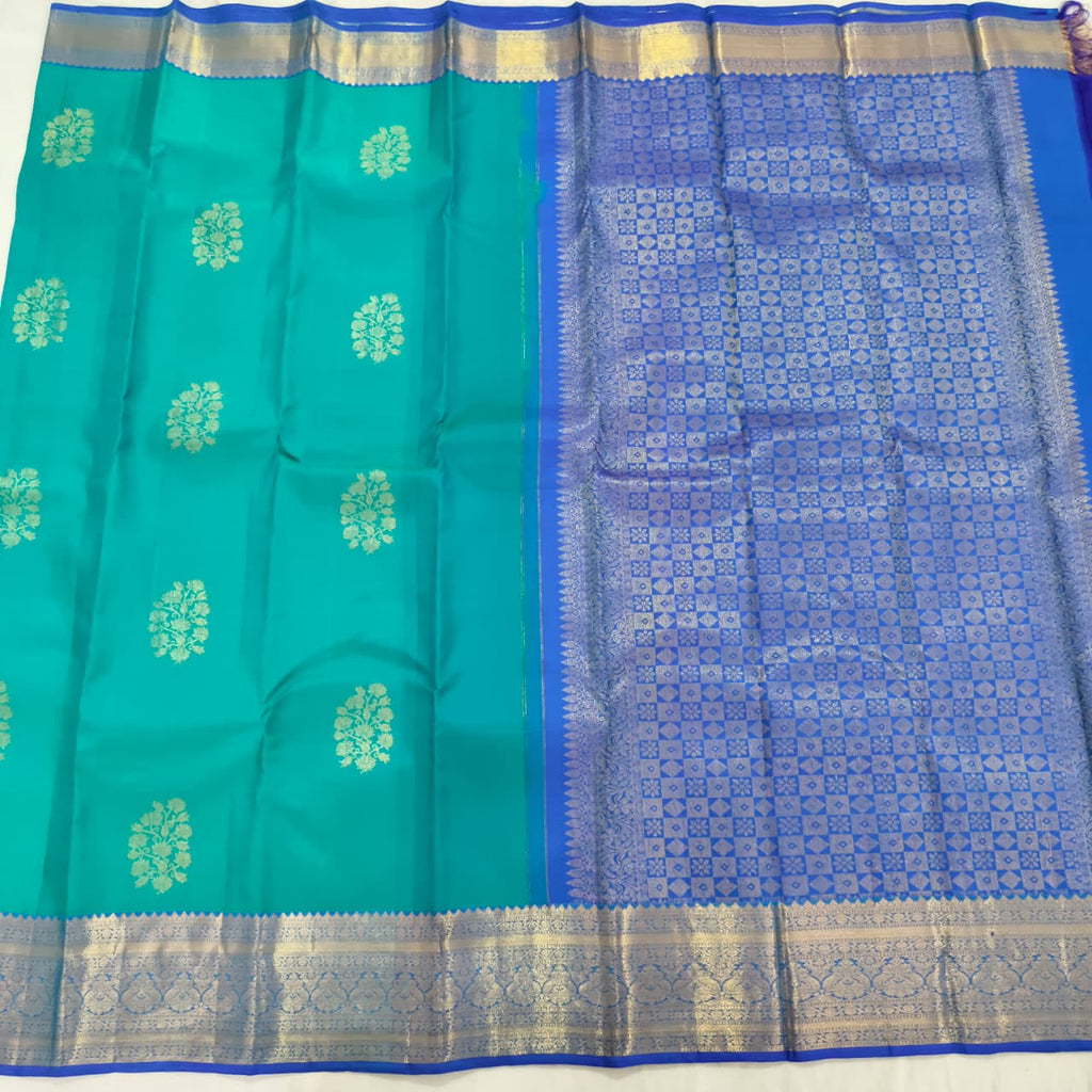 Pure Kanchipuram Handloom Silk Saree- Light Blue Color