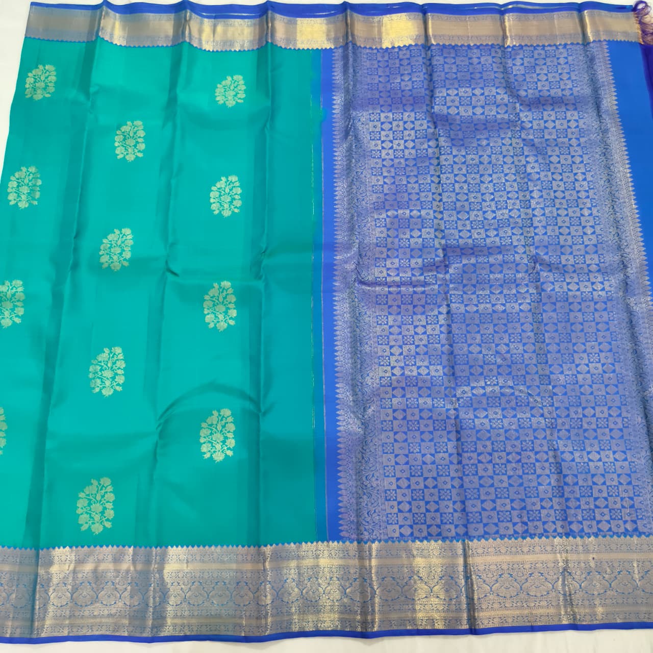 Pure Kanchipuram Handloom Silk Saree- Light Blue Color