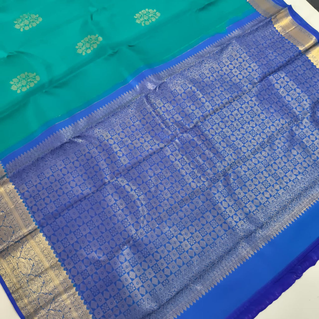 Pure Kanchipuram Handloom Silk Saree- Light Blue Color
