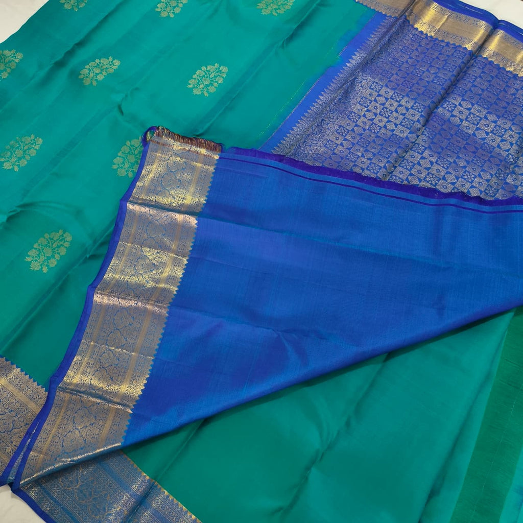 Pure Kanchipuram Handloom Silk Saree- Light Blue Color