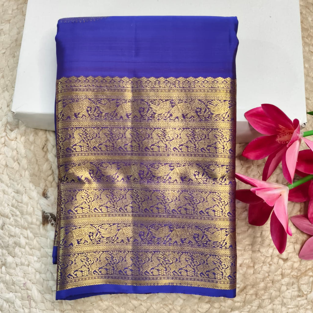 Pure Kanchipuram Handloom Silk Saree- Navy Blue Color