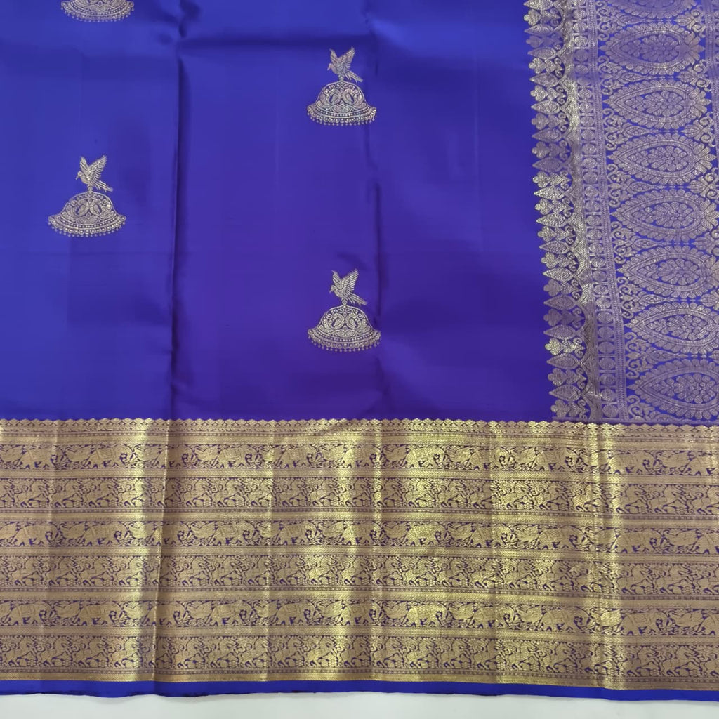 Pure Kanchipuram Handloom Silk Saree- Navy Blue Color