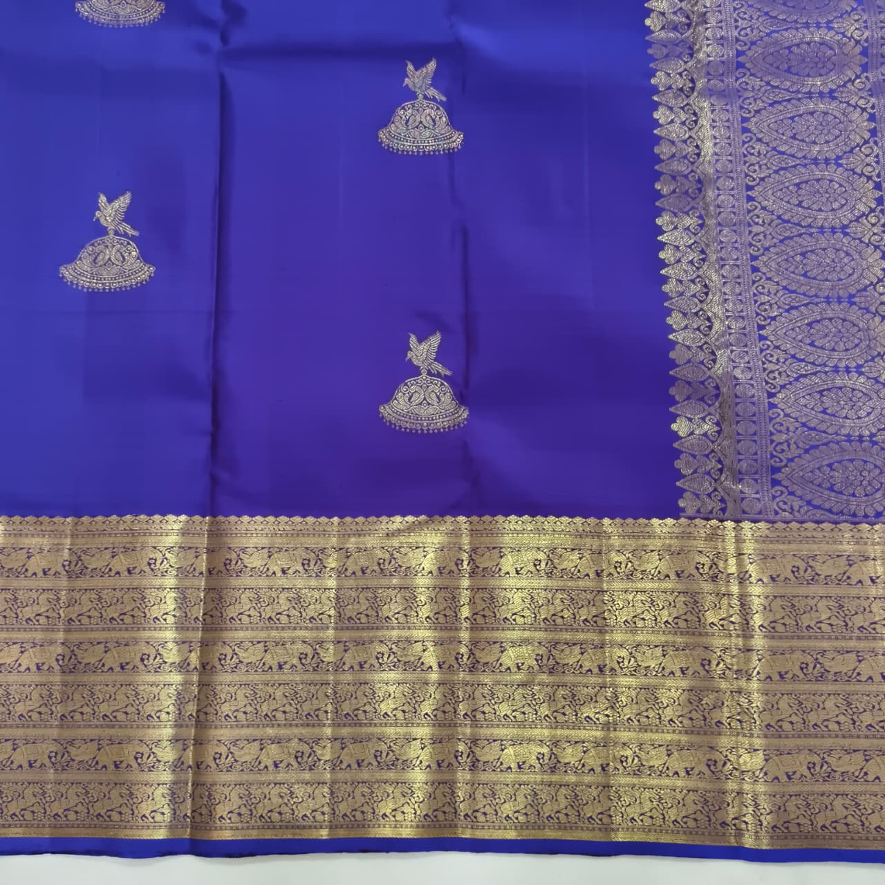 Pure Kanchipuram Handloom Silk Saree- Navy Blue Color