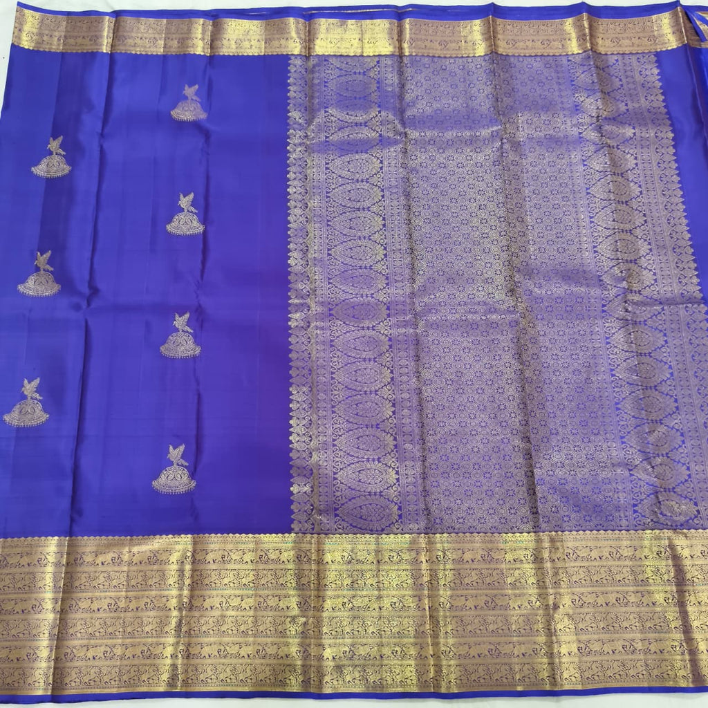 Pure Kanchipuram Handloom Silk Saree- Navy Blue Color