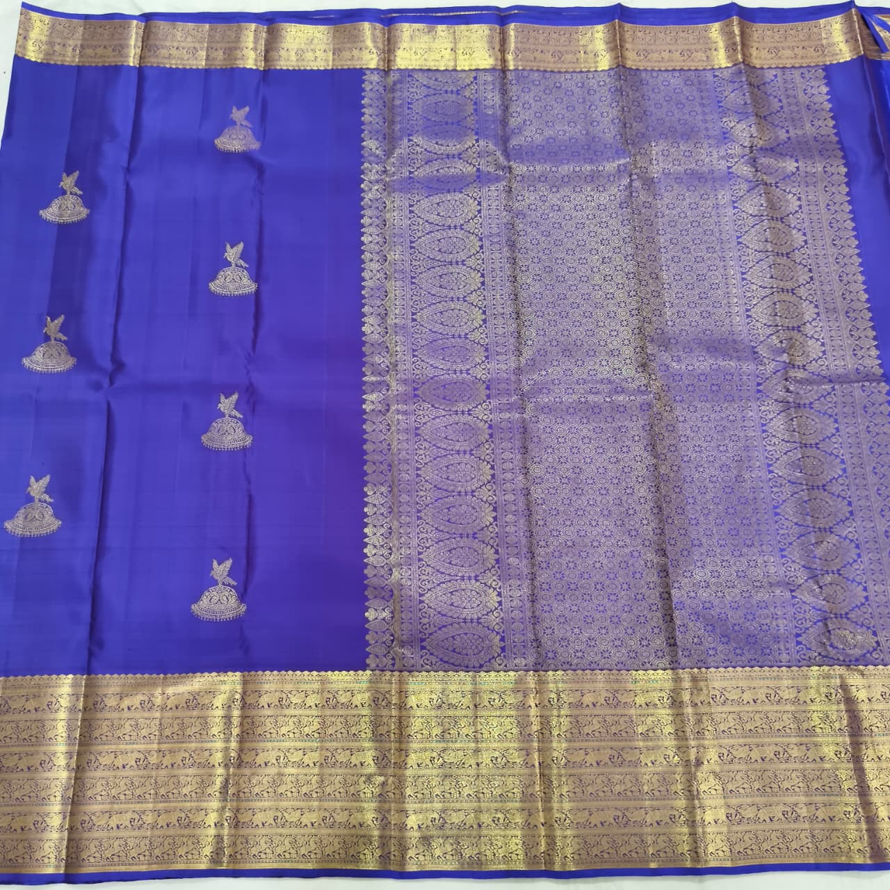 Pure Kanchipuram Handloom Silk Saree- Navy Blue Color