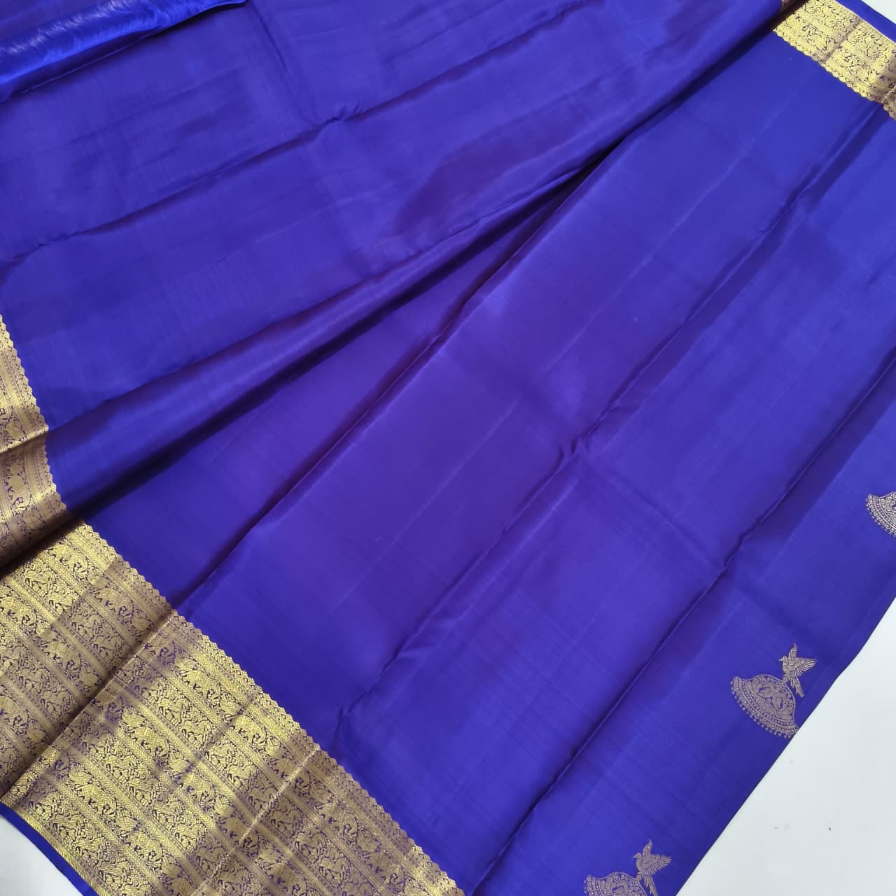 Pure Kanchipuram Handloom Silk Saree- Navy Blue Color