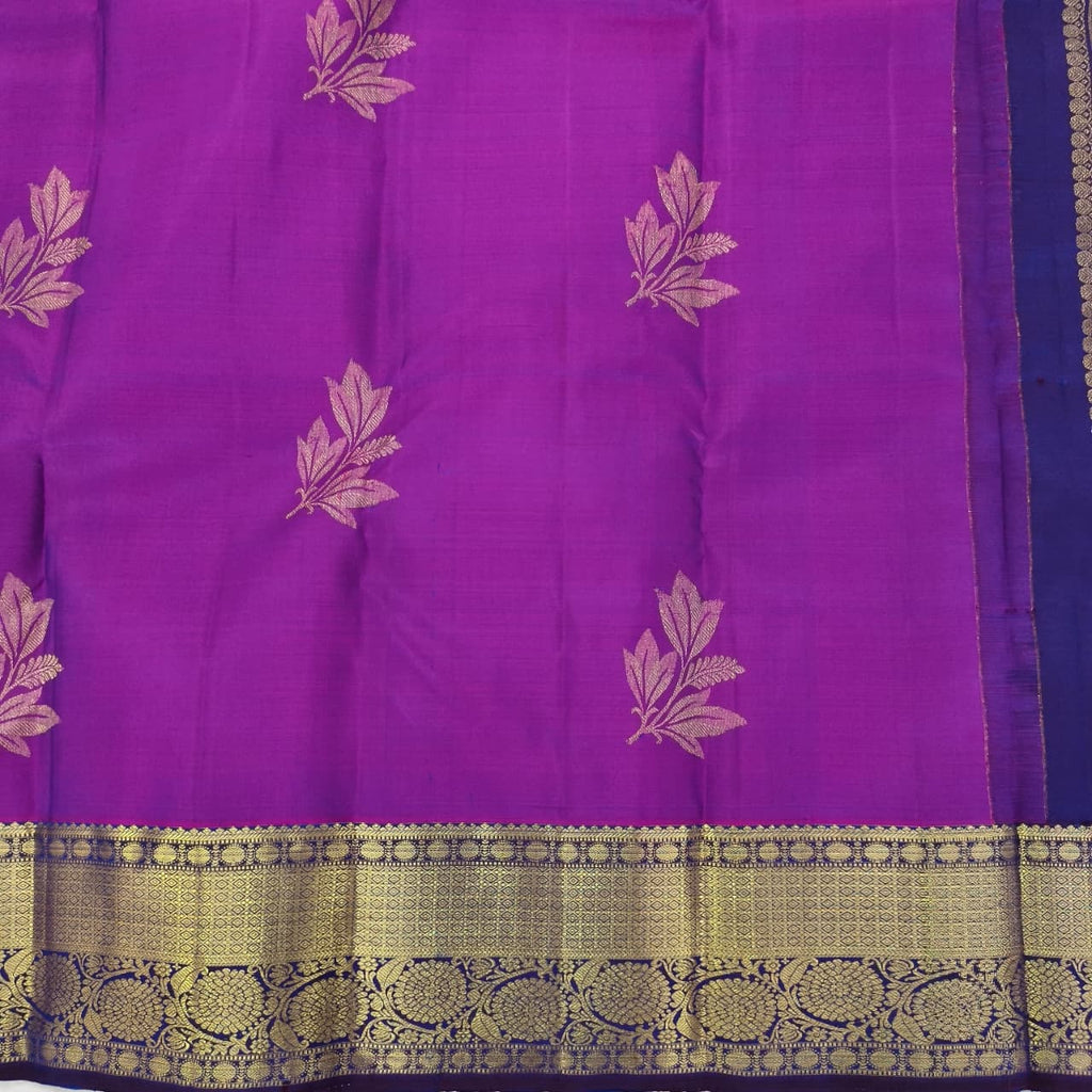 Pure Kanchipuram Silk Saree – Purple and Blue Contrast