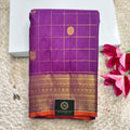 Pure Kanchipuram Silk Saree – Purple Color with Checks
