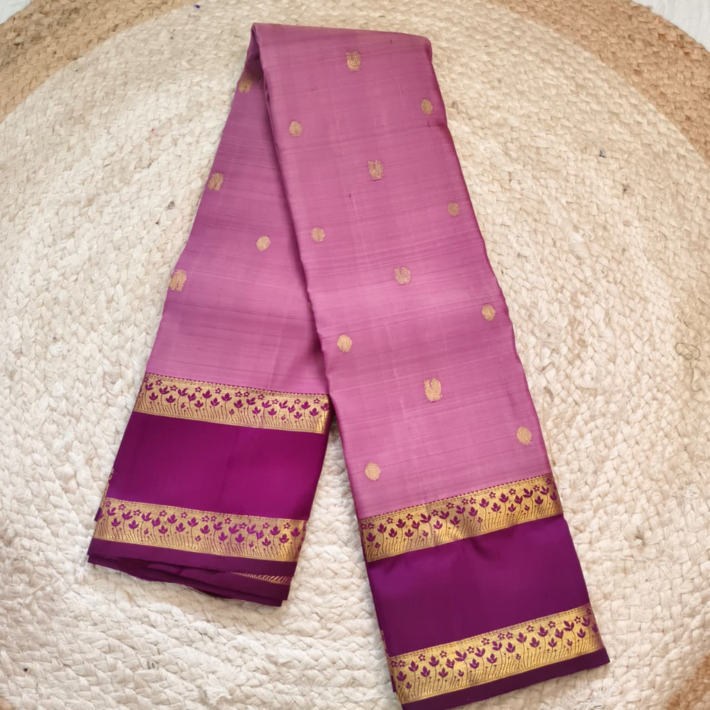 Pure Kanchipuram Silk Saree – Onion Pink and Wine