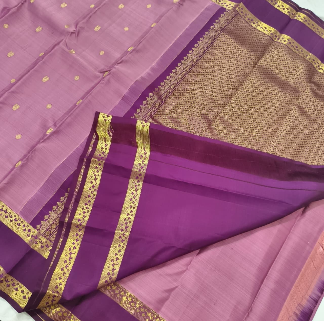 Pure Kanchipuram Silk Saree – Onion Pink and Wine