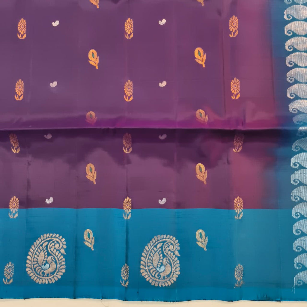 Soft Silk Saree – Purple and Blue Contrast