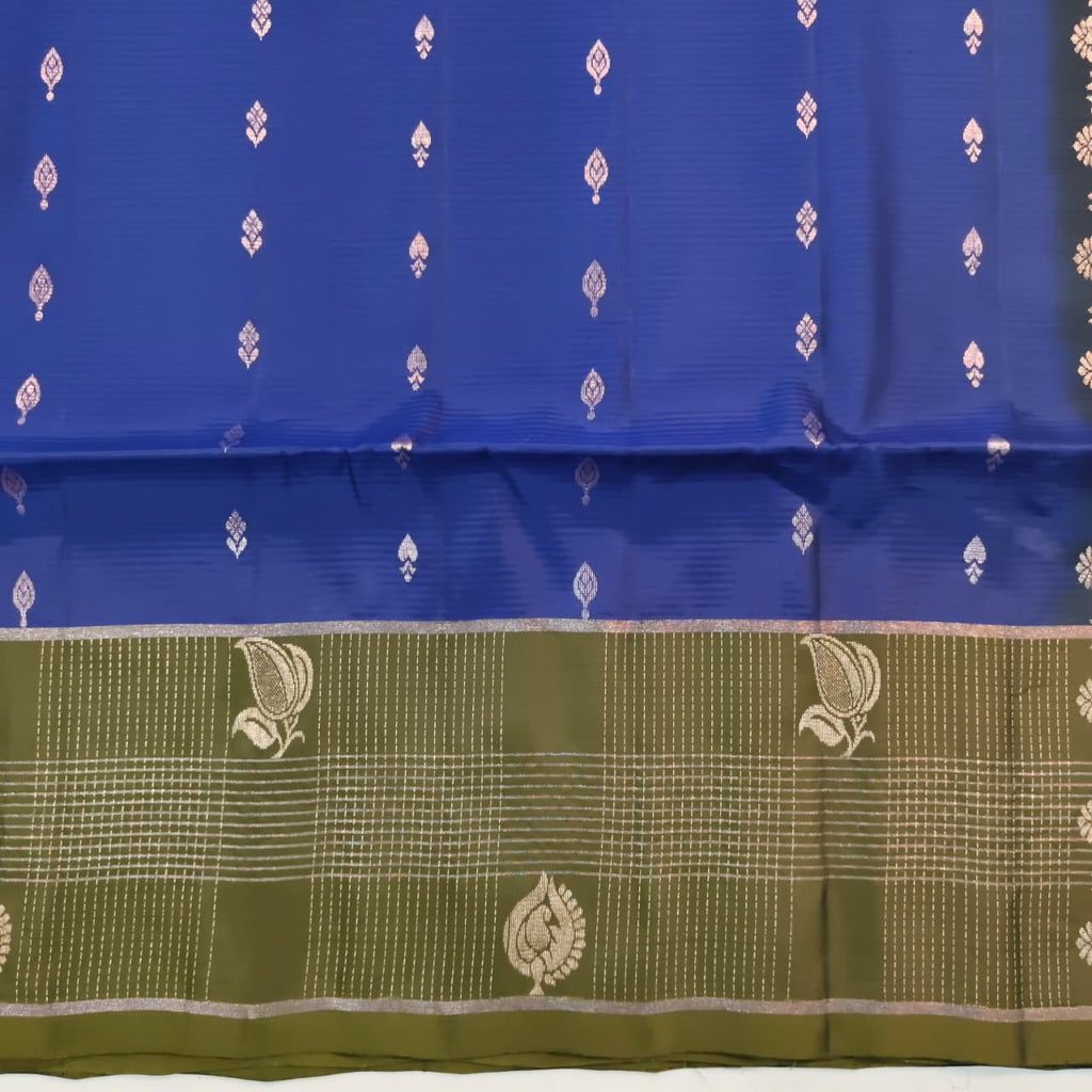 Soft Silk Saree – Blue and Olive Green