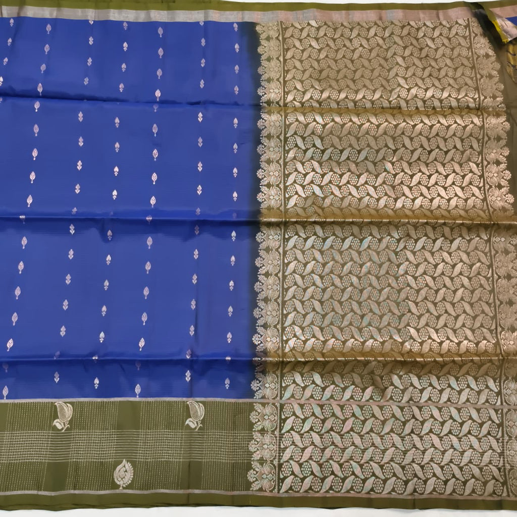 Soft Silk Saree – Blue and Olive Green
