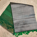 Soft Silk Saree – Grey and Green Contrast