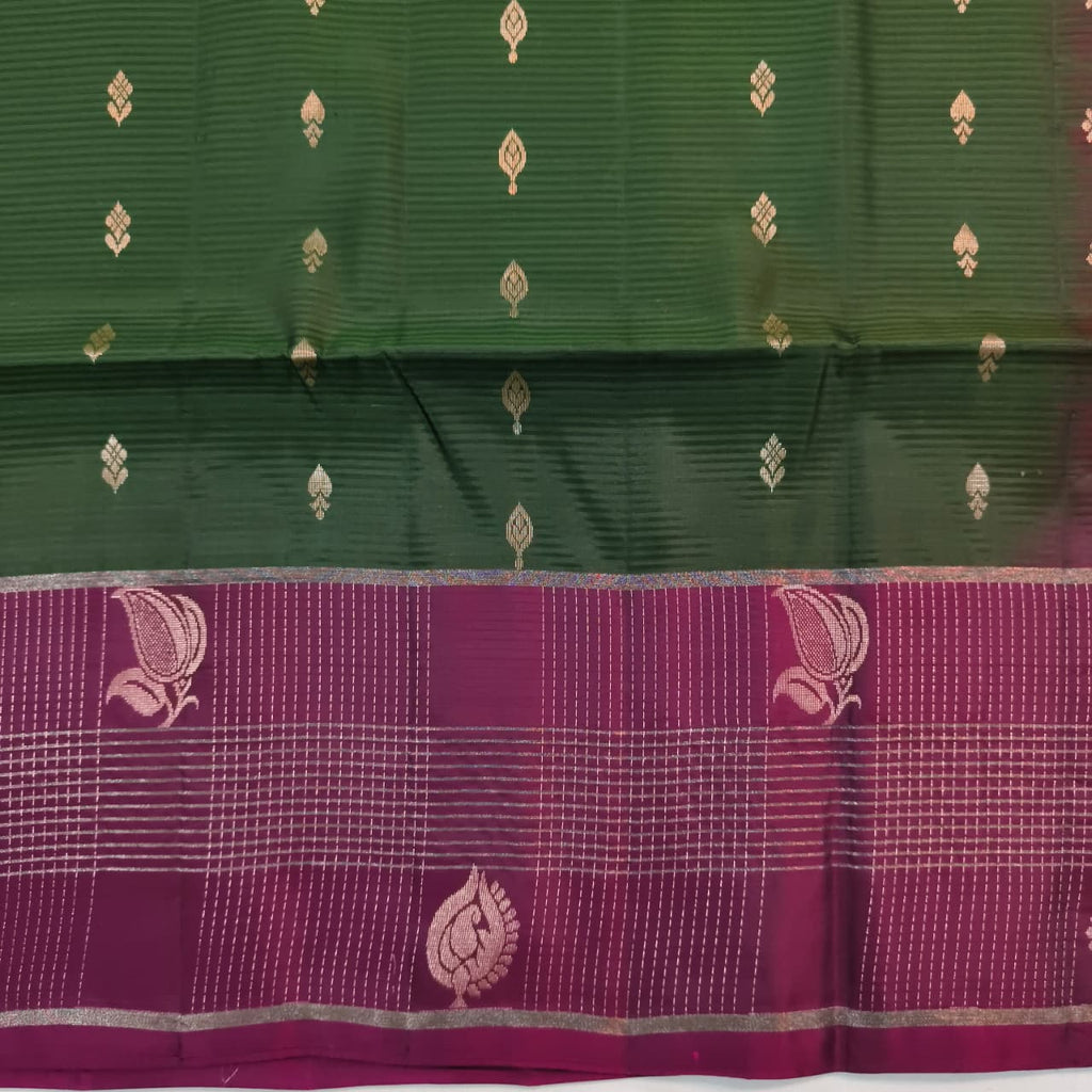 Soft Silk Saree – Bottle Green and Wine
