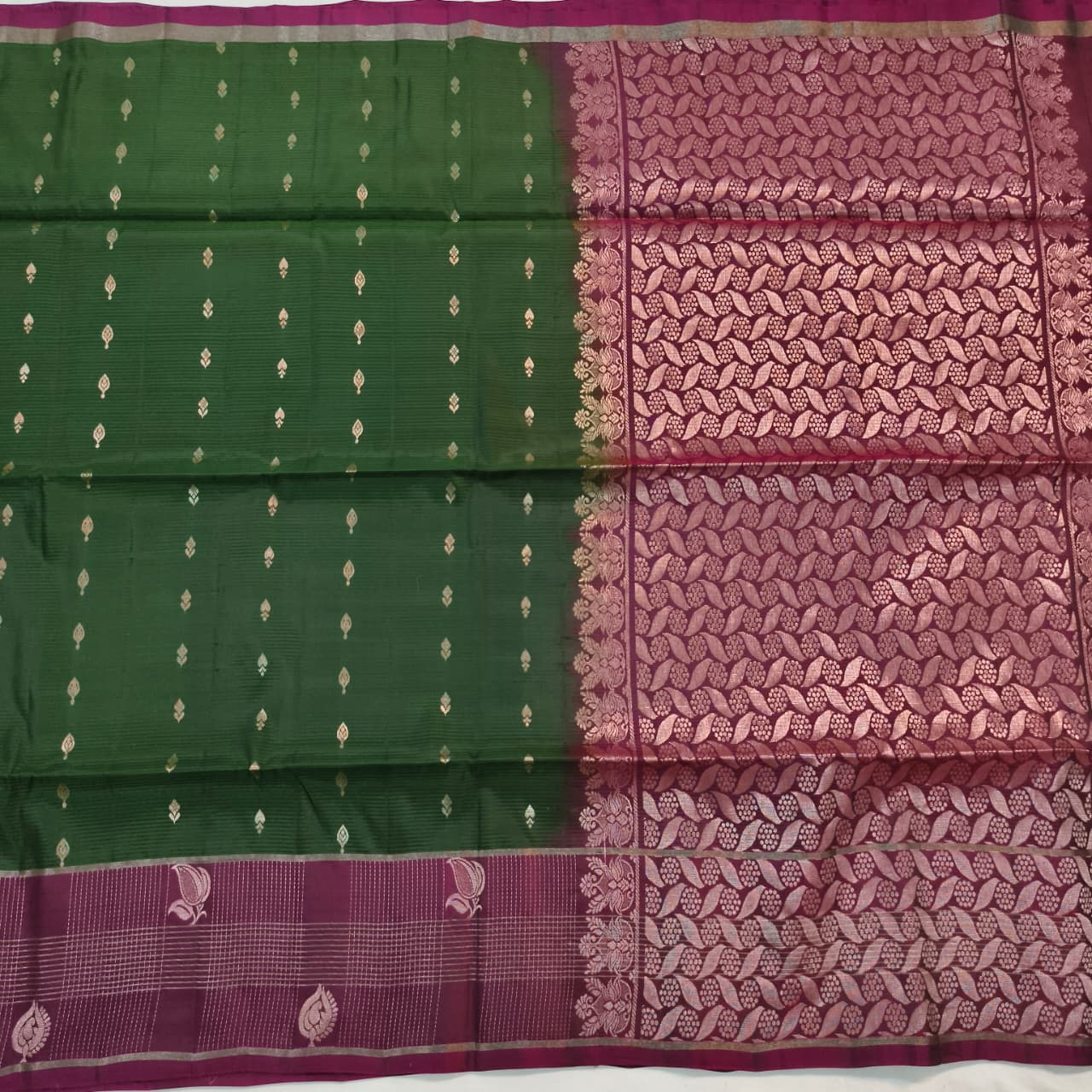 Soft Silk Saree – Bottle Green and Wine