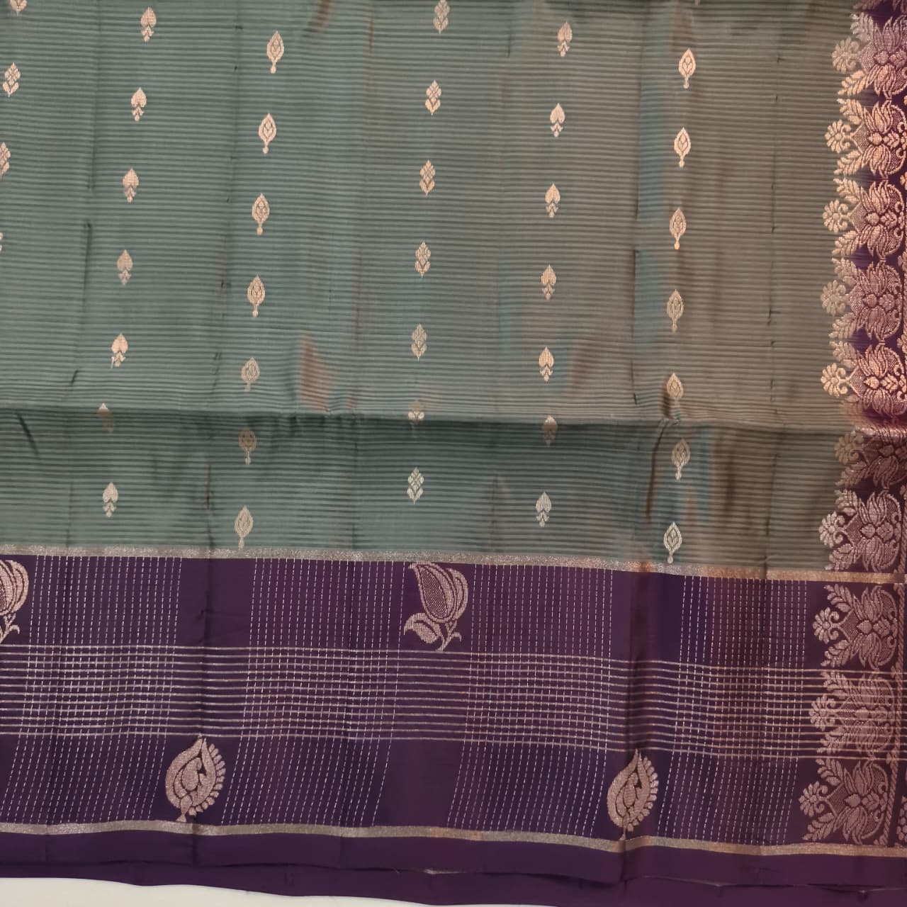 Soft Silk Saree – Grey and Deep Wine