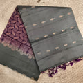 Soft Silk Saree – Grey and Deep Wine