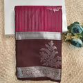 Semi Kanchipuram Silk Saree- Deep Magenta and Deep Chocolate Contrast