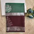 Semi Kanchipuram Silk Saree- Bottle Green and Deep Chocolate Contrast