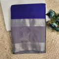 Semi Kanchipuram Silk Saree- Royal Blue and Grey Contrast