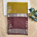 Semi Kanchipuram Silk Saree- Olive Green and Deep Chocolate