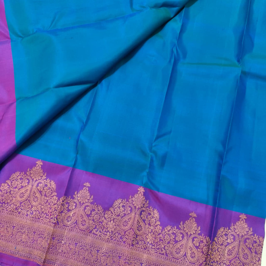 Pure Kanchipuram Silk Saree –Blue and Magenta Pink