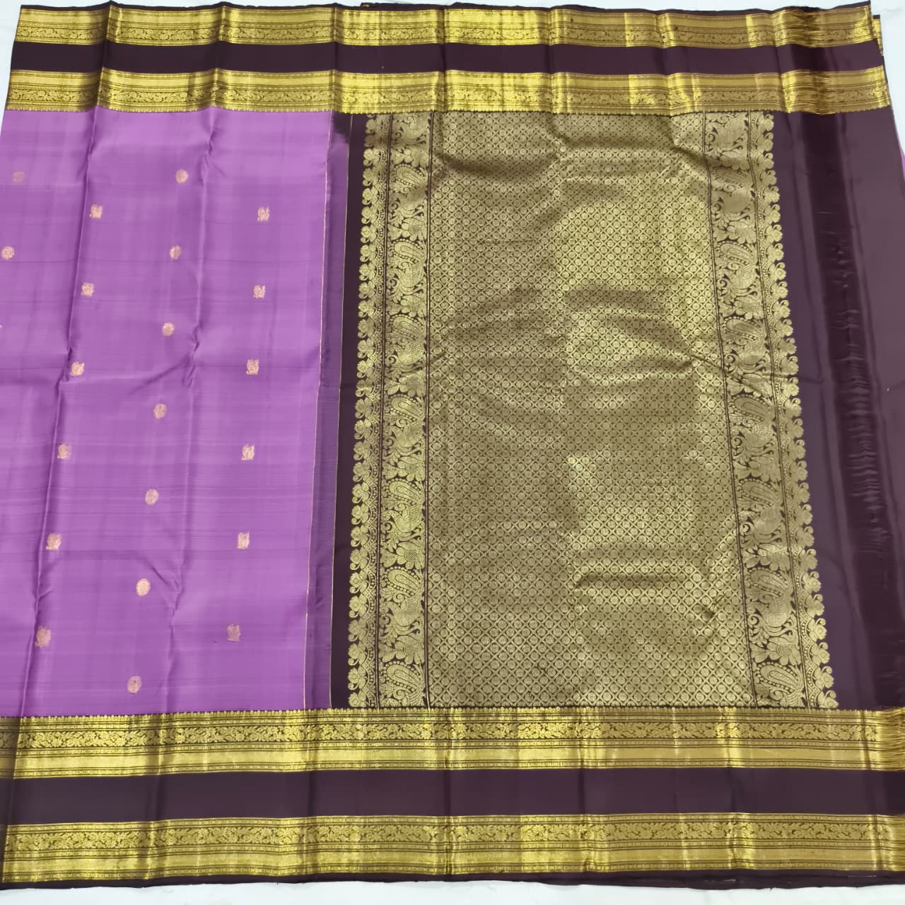 Pure Kanchipuram Silk Saree –Purple and Deep Chocolate
