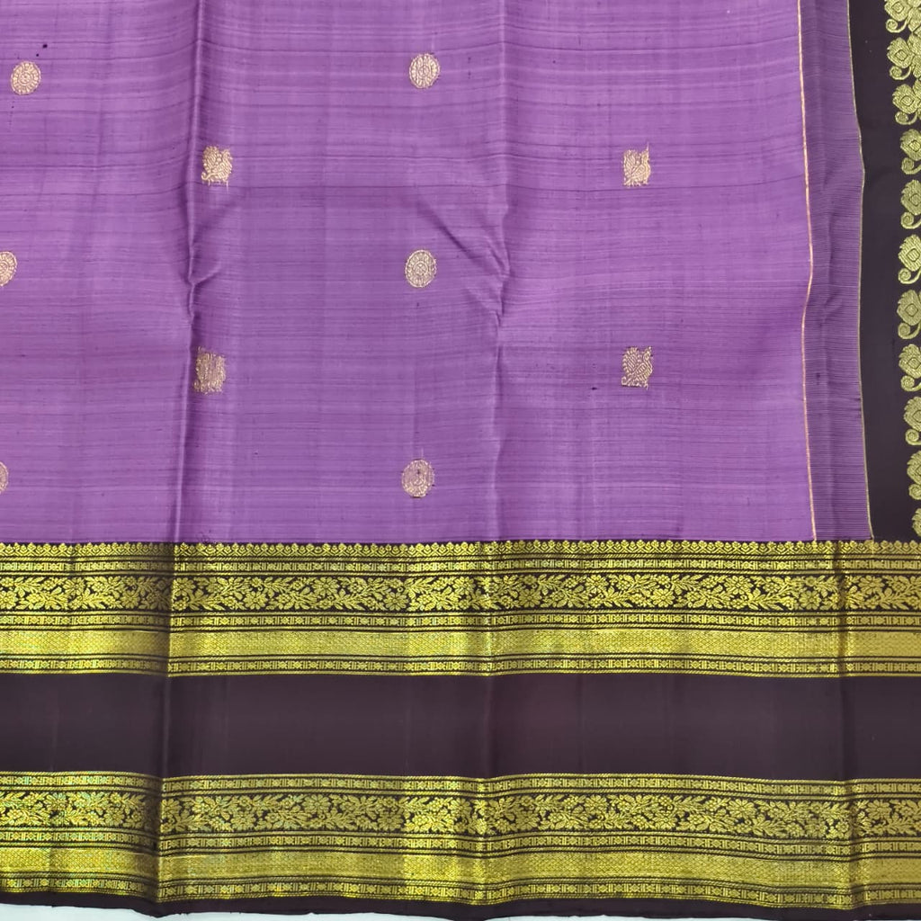 Pure Kanchipuram Silk Saree –Purple and Deep Chocolate
