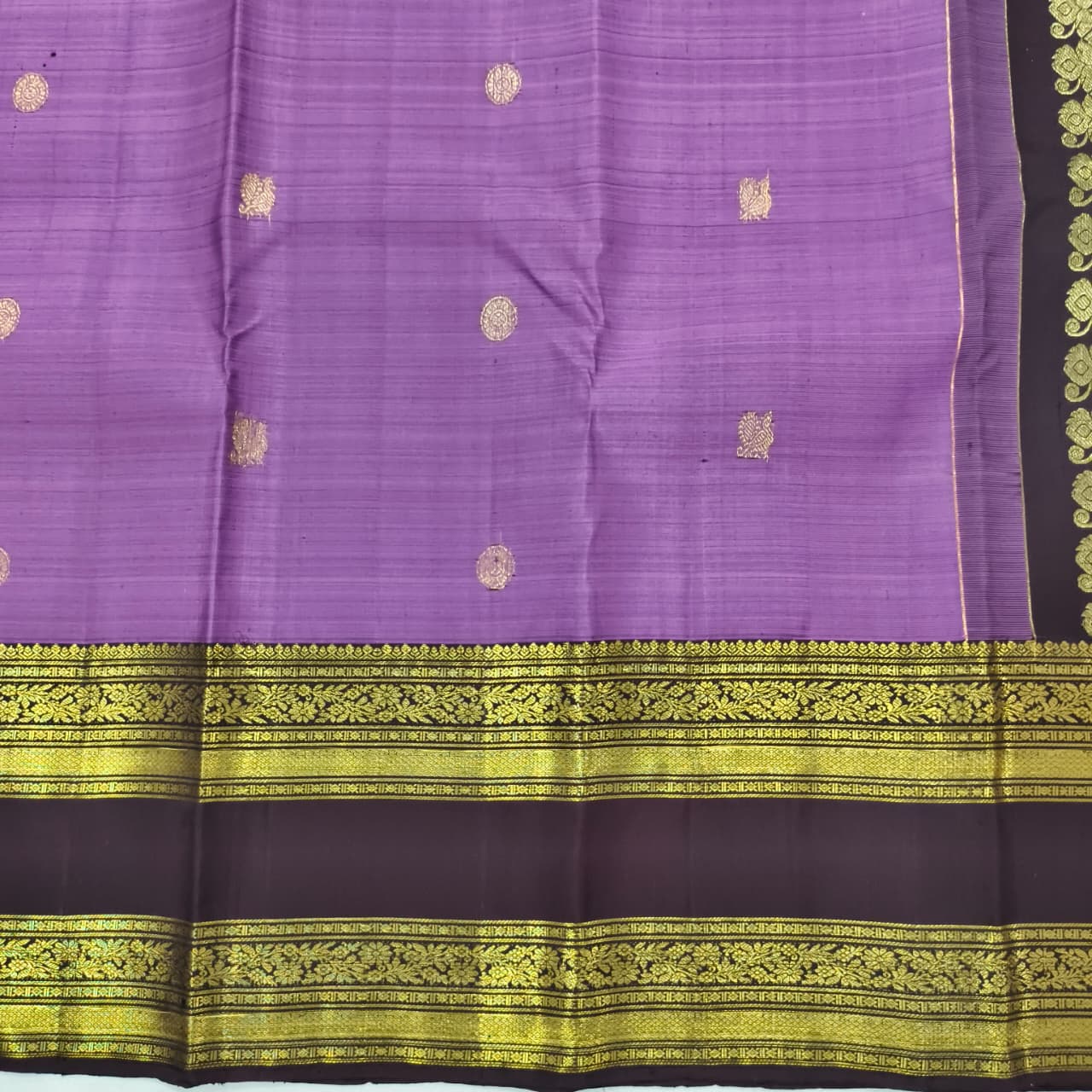 Pure Kanchipuram Silk Saree –Purple and Deep Chocolate