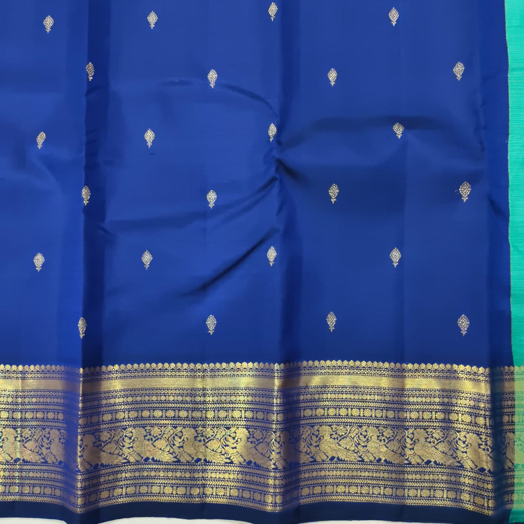 Pure Kanchipuram Silk Saree –Blue and Rexona Green