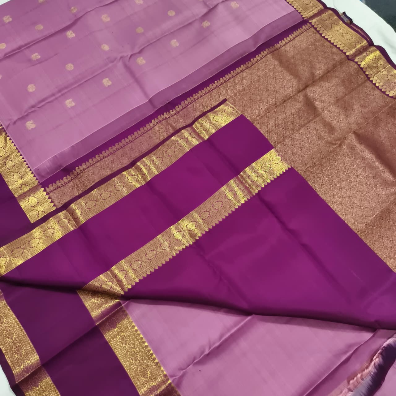 Pure Kanchipuram Silk Saree – Onion Pink and Deep Wine