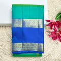 Pure Kanchipuram Silk Saree – Peacock Green and Blue