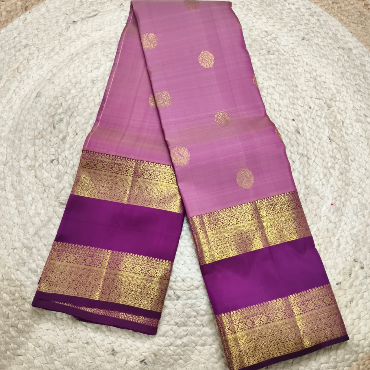 Pure Kanchipuram Silk Saree – Onion Pink and Deep Wine