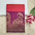 Pure Kanchipuram Silk Saree – Coral Pink and Wine