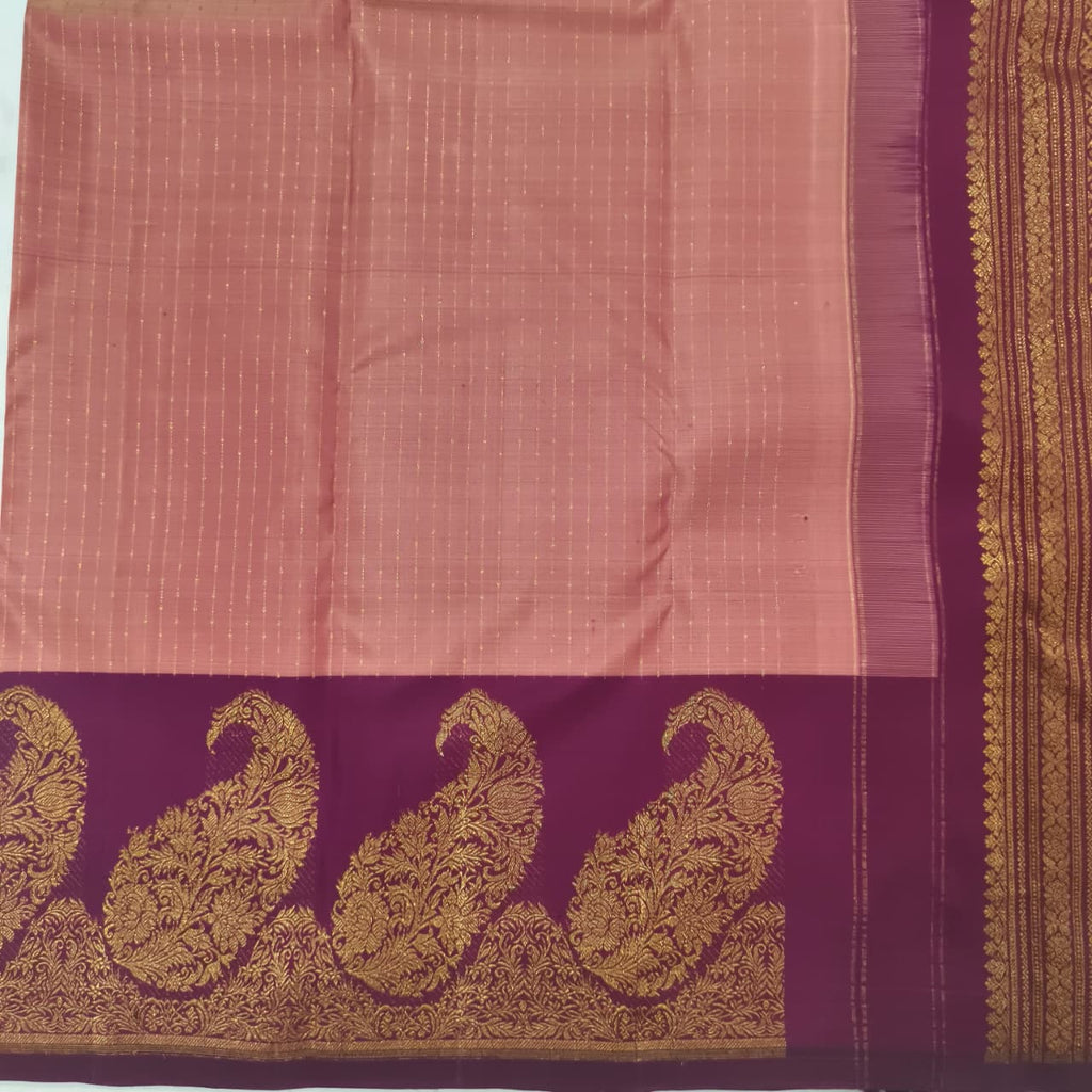 Pure Kanchipuram Silk Saree – Onion Pink and Deep Wine