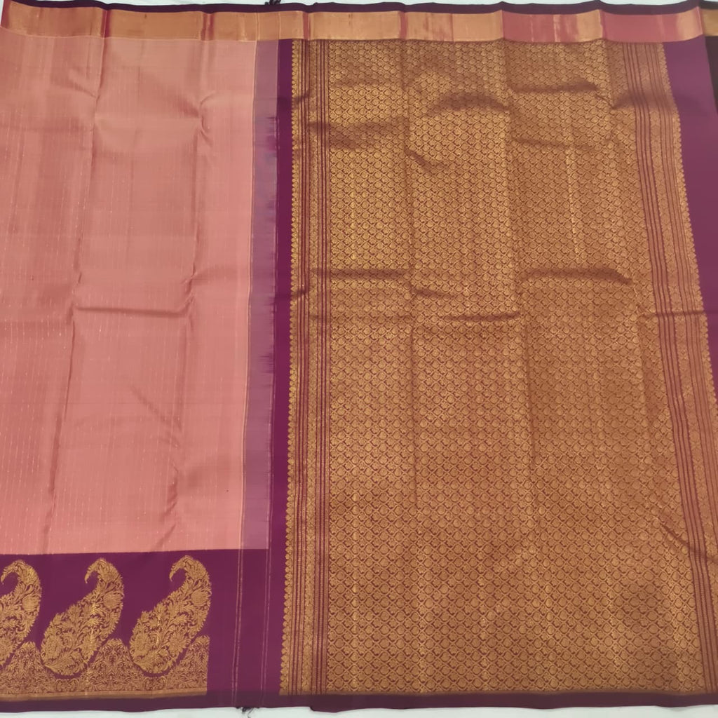 Pure Kanchipuram Silk Saree – Onion Pink and Deep Wine
